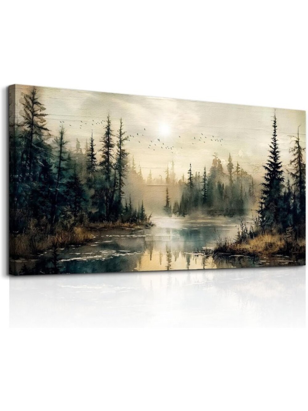 Large Canvas Wall Art for Living Room & Bedroom - Modern Forest River Landscape